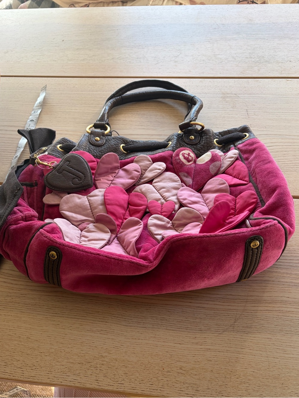 Vintage Juicy Couture Valentine's special heart-patch velour handbag